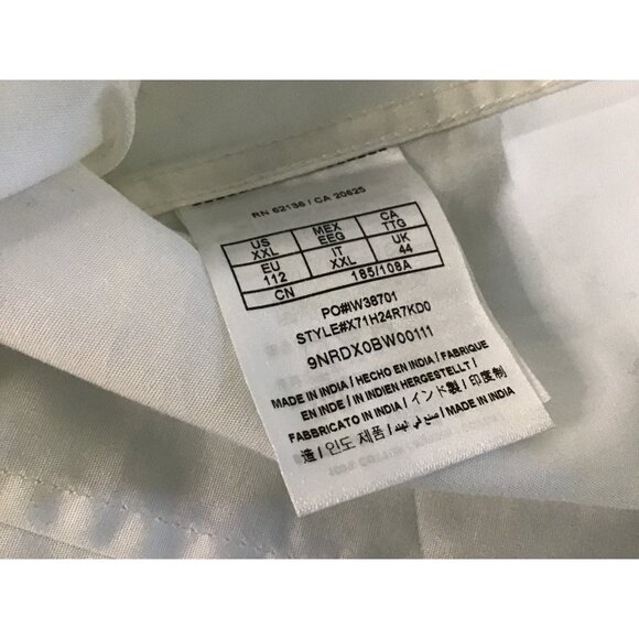 GUESS- MENS WHITE BUTTON-DOWN LONG SLEEVE 100 COTTON SHIRT SIZE XX-LARGE - Picture 7 of 7